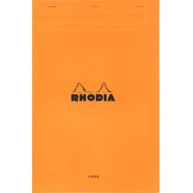 Rhodia 19600C - Notizblock N°19 (DIN A4+, 21 x 31,8 cm, mikroperforiert, liniert mit Rand, 80 Blatt) 1 Stück orange