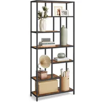 VASAGLE Bücherregal 80 x 30 x 180 cm Schwarz / Vintage Braun