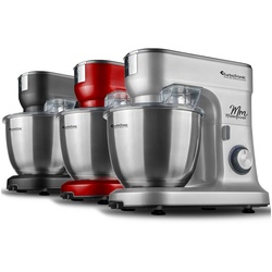 TurboTronic by Z-Line Küchenmaschine Knetmaschine, rot, Rührmaschine, 1200 W, 5 l Schüssel, Teigkneter, Küchenmixer, 1200W mit 6,5L Edelstahl-Rührschüssel rot