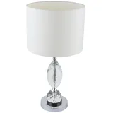 GLOBO Schreib Tisch Lampe Leuchte Chrom Textil Weiß Kristall Glas Schlaf Zimmer Büro