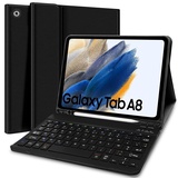 Lupxiu Schutzhülle mit Tastatur für Samsung Galaxy Tab A8 10,5 Zoll 2021, AZERTY, abnehmbare Bluetooth-Tastatur, für Samsung Tab A8 X200/X205/X207, Schwarz