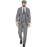 WILBERS & WILBERS Sakko tailliert 20er Jahre Peaky Blinders Jacke Herren-Kostüm Schwarz-Weiß Mafia Jackett Gangster, Größe:50