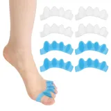 Xinzistar Zehentrenner für überlappende Zehen, 8 Stück Gel-Zehenspreizer, Silikon-Zehenspreizer, Ballenzeh-Korrektor für Hallux Valgus, gekräuselte, gebogene Klaue, krumme Hammerzehen,