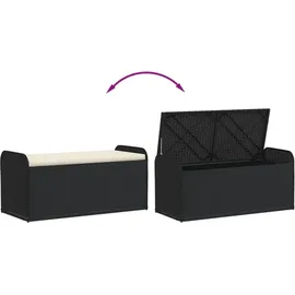 vidaXL Sitzbank mit Stauraum & Kissen Schwarz 115x51x52 cm Poly Rattan