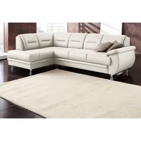 Ecksofa SIT & MORE "Mailand L-Form", weiß, B:250cm H:85cm T:164cm, Luxus-Kunstleder, Kunstleder Softlux, NaturLEDER (echtes Rindleder)/Korpus passendes Kunstleder Softlux, Luxus-Microfaser Altara Nubuck (100% Polyester), Sofas, wahlweise mit Bettfunktion