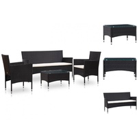 vidaXL Garten Lounge-Set mit Auflagen 3-Sitzer Bank schwarz/weiß