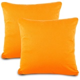 aqua-textil Classic Line Kissenbezug 2er-Set 80 x 80 cm orange Baumwolle Kissen Bezug Kissenhülle, Kopfkissenüberzug, Pillowcase, Bettkissen, Kopfkissenbezug, Reißverschluss Jersey