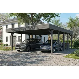 SKANHOLZ Doppelcarport 546 x 7,08 m schiefergrau inkl. Pfostenanker