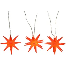 MARELIDA LED Lichterkette 3D Sterne Deko für Außen Balkon 8 Mini Sterne weterfest rot