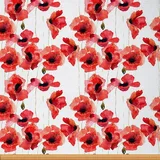 Loussiesd Vintage Mohnblumen Stoff Meterware traditionelles Aquarell Blumen botanisches Thema Polsterstoff für Stühle und Heimwerkerprojekte Naturblumen Dekor wasserdichter Stoff 92x150cm