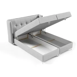 Fun Möbel Boxspringbett Bett Schlafzimmerbett 180x200cm GENET Stoff Matt Velvet Creme