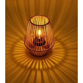 Kaemingk LED Tischlampe Kunststoff Ø 20 x H 25 cm 1-flammig Gelb/Schwarz