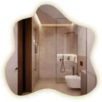 Tulup Led, Transparent, Glas, Organisch, 58x58x0.4 cm, Spiegel, Wandspiegel