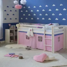 Homestyle4u Hochbett mit Leiter pink