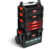 XL Werkzeugtrolley - Qbrick System Werkzeugkoffer mit Rollen, rollbarer Werkstattkoffer, Werkstattwagen Set mit viel Zubehör! B x T x H in cm: 53 x 38 x 98 cm ! Privat & Gewerbe (SET 10)