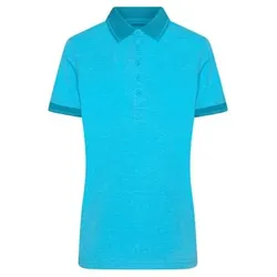 Damen Melange Poloshirt JN705, türkis-melange/türkis, Größe S - türkis - S