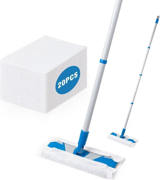 Blaues Elektrostatisches Staubmop-Set mit 120CM Eisenstiel, 26,5x11,8cm Basis, Farbverpackung