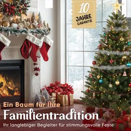 veska Premium Weihnachtsbaum künstlich 180cm - mit Holzständer, Nordmanntanne, Künstlicher Tannenbaum, Naturgetreu, dichte Zweige ohne LED - Grün