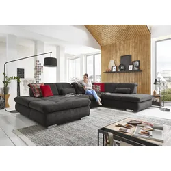 Ecksofa DIE PLANBAR "MP-IN17004 L-Form", schwarz, B:382cm H:84cm T:124cm, 100% Polyester, Sofas, wahlweise mit Funktionen, Federkern-Polsterung
