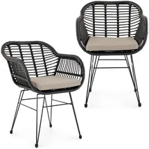 Idimex Paramo Gartenstuhl 57 x 63 x 81 cm schwarz/beige 2 St.
