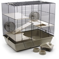 ZooPaul Premium Nagerkäfig Hamsterkäfig XXL inkl. Zubehör beige/schwarz 60x36x54cm Maus Kleintiere