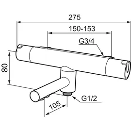 MORA ARMATUR REXX T5 Wannenfüll- und Duschthermostat Chrom