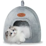 Katzenhöhle Katzenbett, Waschbares Katzenhaus Haustierbett, Weiches Komfort Zelt Katzenstreu Bett, Warme Katzenhöhle Beruhigendes Bett für Katzen und kleine Hunde Schlafen (Hellgrau)