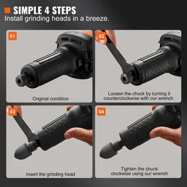 Vevor Geradschleifer 820W Mini-Schleifer 30000U/min Stabschleifer Multischleifer