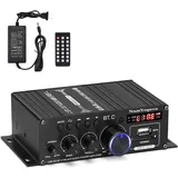 Bluetooth Verstärker HiFi Stereo Amplifier Max 800W- 2 Kanal Mini Audio Verstärker 40WX2 Class D Verstaerker Digital Endstufe mit Bass Treble Tuner für PC Heimkino 12V