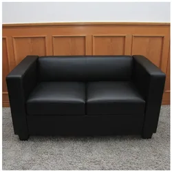 2er Sofa Lille ~ Leder, schwarz