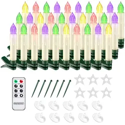 LED Weihnachtsbaumkerzen 30er-Set Bunt Fernbedienung