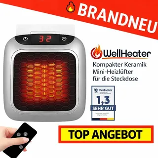 MAVURA WellHeaterTM Heizlüfter Mini Heizstrahler Keramik Elektroheizer Heizung Steckdose: Silber / EU - Silber