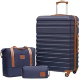 luxuskollektion Hartschalen Koffer-Set 3-tlg. blau/braun