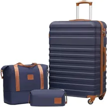 luxuskollektion Hartschalen Koffer-Set 3-tlg. blau/braun