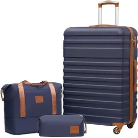 luxuskollektion Hartschalen Koffer-Set 3-tlg. blau/braun