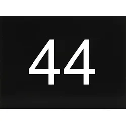 Nummernschild selbstklebend, 40 x 30 mm, Type 44, Kunststoff schwarz glänzend