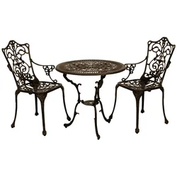 DEGAMO Bistroset Jugendstil 3-teilig, Aluguss bronze antik