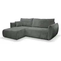 GOLDSTOFF Ecksofa L-Form | Modernes Schlafsofa mit Schlaffunktion & Bettkasten | Eleganter Cord-Bezug in 10 Farben | Komfortables Eckschlafsofa - Schwarz