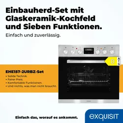 Exquisit EHE 157-2 URBZ-Set Einbauherd | 59 L Backofenvolumen | Edelstahl