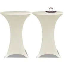 vidaXL Tischhusse Stretch cremefarben Ø 80 cm 2er Set