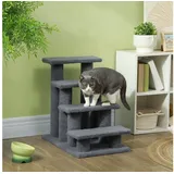 Elegear Kratzbaum 63,5x43x60cm Tiertreppe Katzentreppe mit 4 Stufen Grau, Katzentreppe für Katzen und Hunde, ideal für Senioren & kleine Tiere grau
