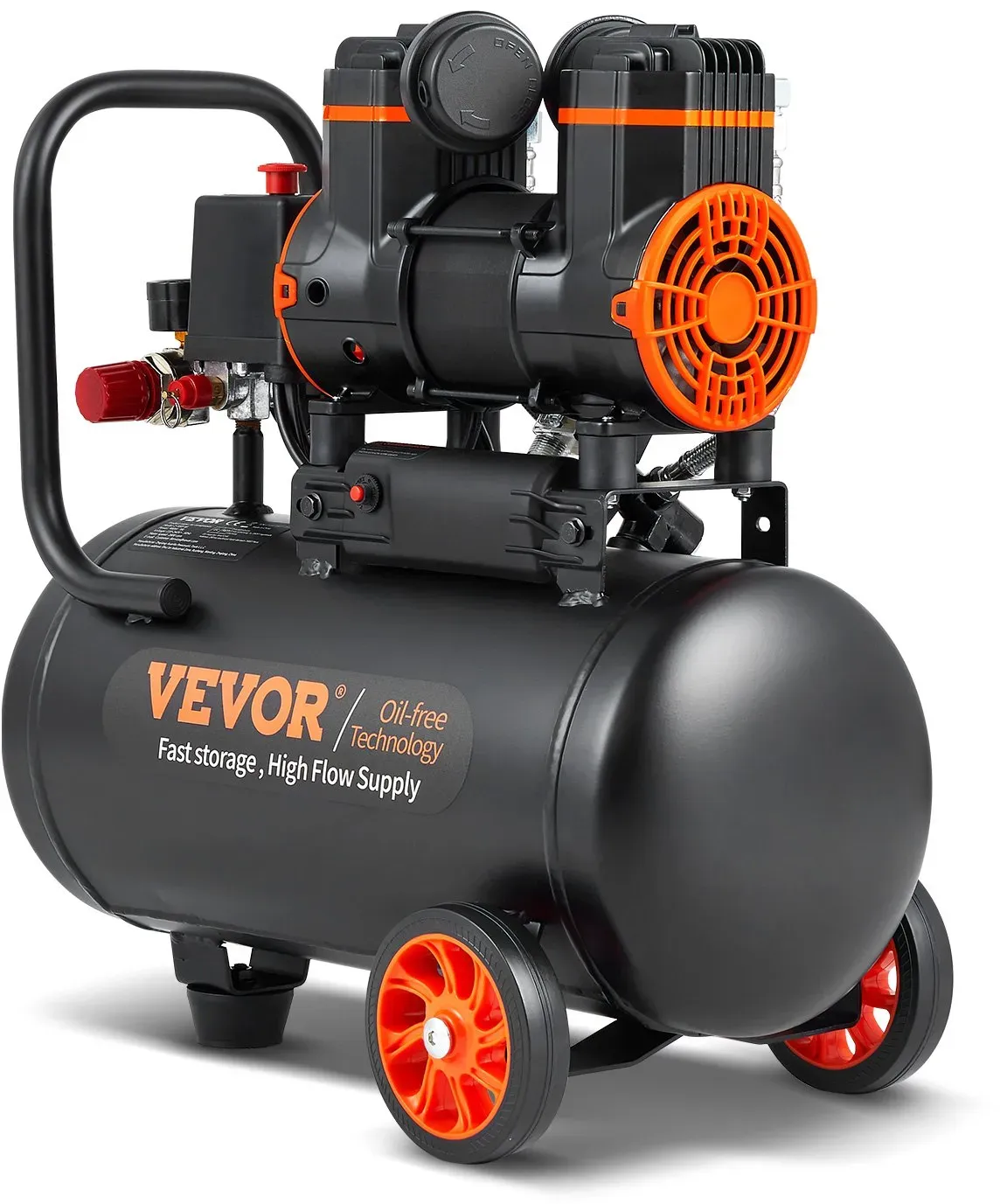 VEVOR 4,8 Gallonen-Luftkompressor, 1,2 PS, 2,2 CFM bei 90 PSI, ölfreier Luftkompressortank und max. 116 PSI Druck, 70 dB ultraleiser Kompressor für Autoreparatur, Reifenbefüllen, Spritzlackieren, Nageln von Holzarbeiten