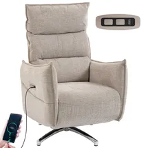 Homcom Relaxsessel Polyester 76 x 111 x 88 cm Beige elektrisch/drehbar