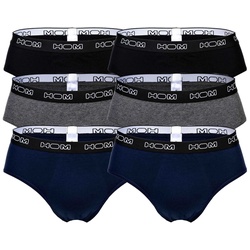 HOM Herren Mini Briefs, 6er Pack - Boxerline #2, Slips, Unterhose Schwarz/Grau/Blau S