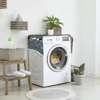Relaxdays Waschmaschinenauflage mit Taschen, Polyester, Abdeckung Waschmaschine, Trockner, Kühlschrank,