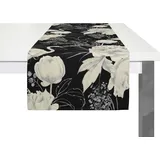 ADAM Audio Tischläufer ADAM "Eden" Gr. 1, schwarz-weiß (schwarz, weiß), B:150cm L:50cm, Bio-Baumwolle, Tischdecken, GOTS organic,zertifiziert durch CERES 0242Made in Germany