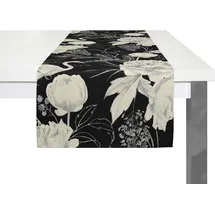 ADAM Audio Tischläufer ADAM "Eden" Gr. 1, schwarz-weiß (schwarz, weiß), B:150cm L:50cm, Bio-Baumwolle, Tischdecken, GOTS organic,zertifiziert durch CERES 0242Made in Germany