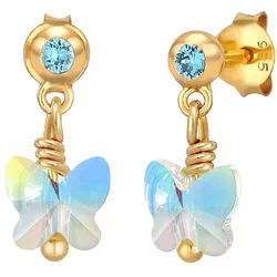 Elli Kinder Schmetterling Kristalle Silber Blau Damen 