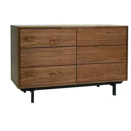 miliboo Vintage-kommode mit sechs Schubladen aus Walnuss und Metall Manny