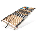 Lattenrost 42 Leisten, übergreifenden Kautschukkappen, MONTIERT 250 KG BELASTBAR, Matratzen Perfekt, Kopfteil nicht verstellbar, Fußteil nicht verstellbar, verstellbarer Lattenrost mit holmübergreifenden Leisten sehr stabil beige 1 St. x 140 cm x 200 cm x 7.5 cm